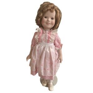 1983 Porcelain Shirley Temple Doll W/ Stand 16"